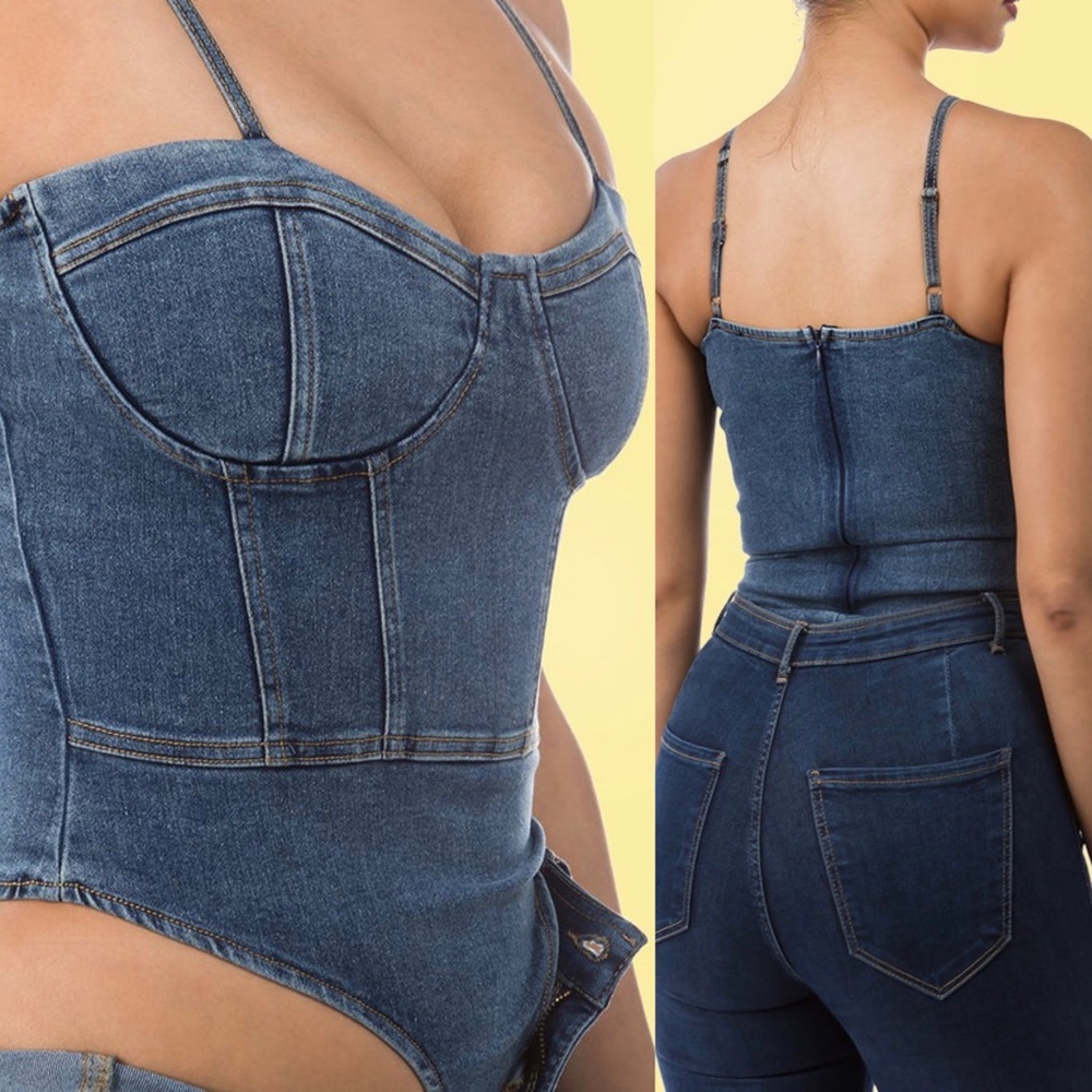 💙Denim bodysuit